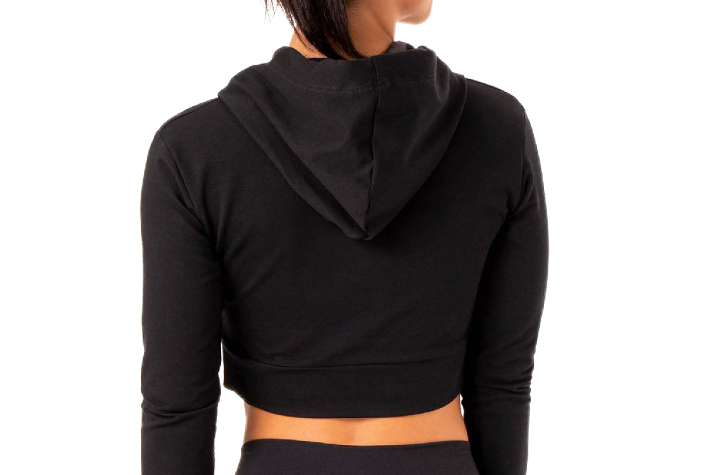 Identity Crop Hoodie - Black Color Workout Women Cover Up Veii Apparel
