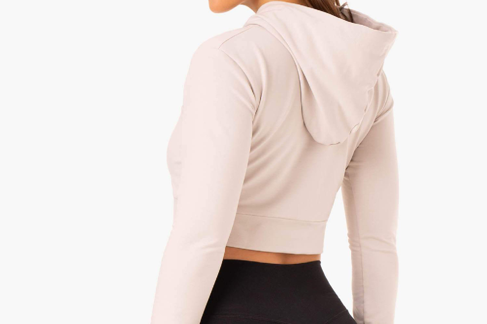 White Women's Workout Clothing Sweat Shirt Hoodies Back