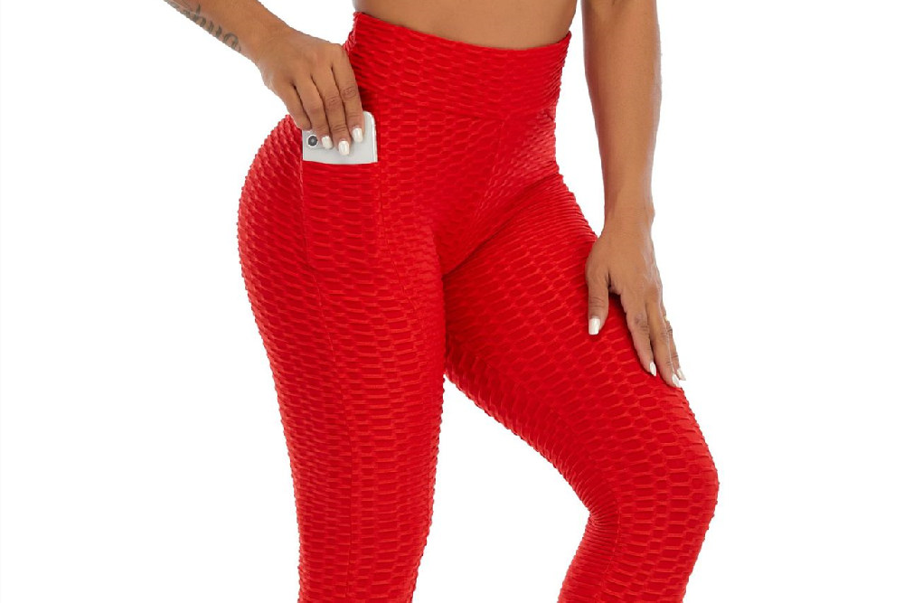 Red Women's Workout Side Clothing Yoga Leggings Side