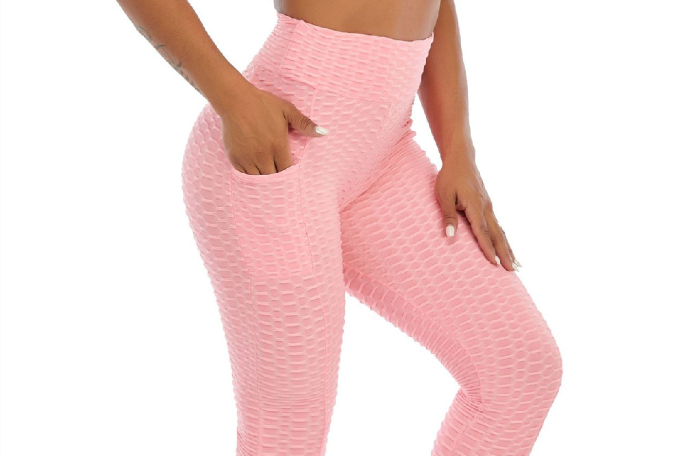 Pink Women's Leggings Side Clothing Yoga Shorts Side