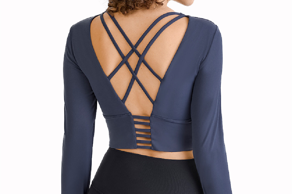 blue Women's Gym Clothing Yoga T-Shirt Back