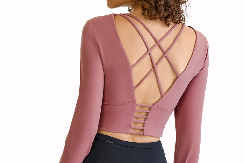 Light Red Women's Gym Clothing Yoga T-Shirt Back