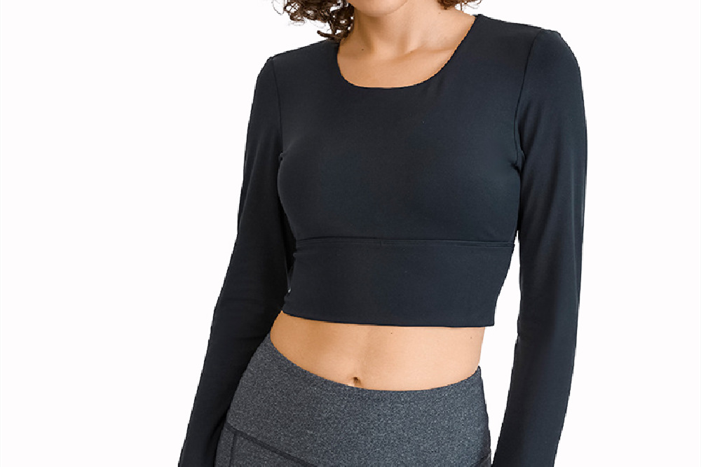 Dark Blue Women's Gym Clothing Yoga T-Shirt Front