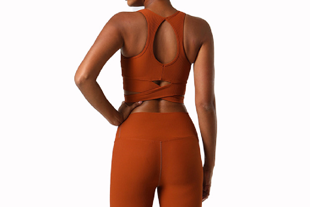 Light Brown Women's Gym Clothing Yoga Set Back