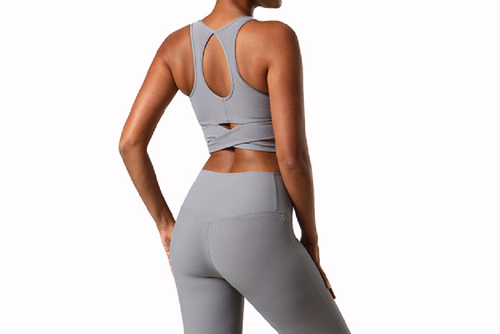 White Women's Gym Clothing Yoga Set Back