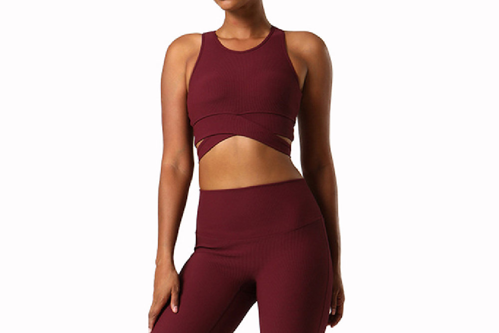 Dark Brown Women's Gym Clothing Yoga Set Front