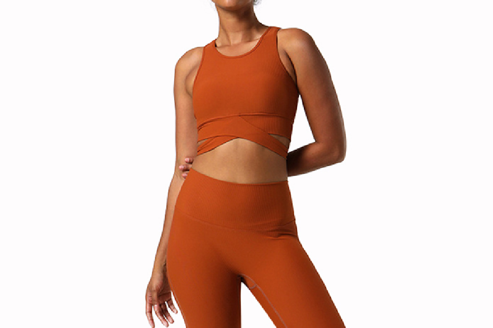 Light Brown Women's Gym Clothing Yoga Set Front