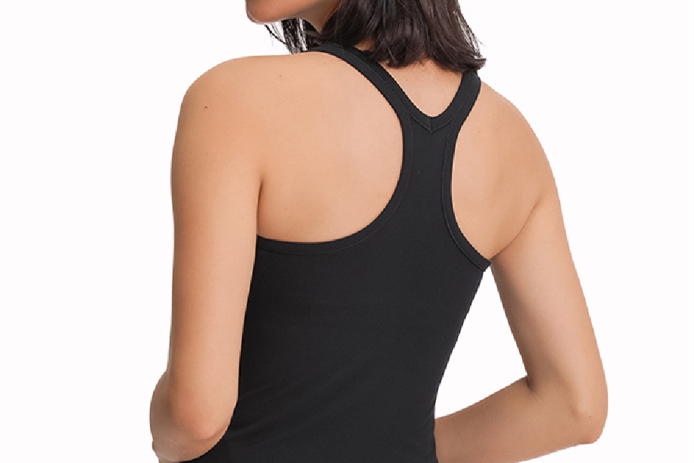 Black Women's Workout Clothing Tank Top Back Side