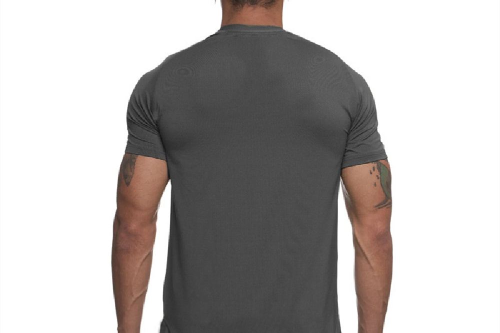 Grey Men's Gym Clothing Crew Neck T-Shirt Back