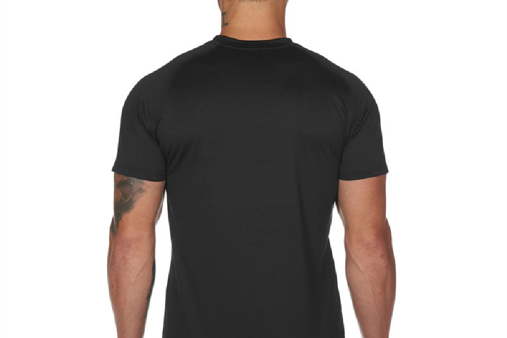 Black Men's Gym Clothing Crew Neck T-Shirt Back
