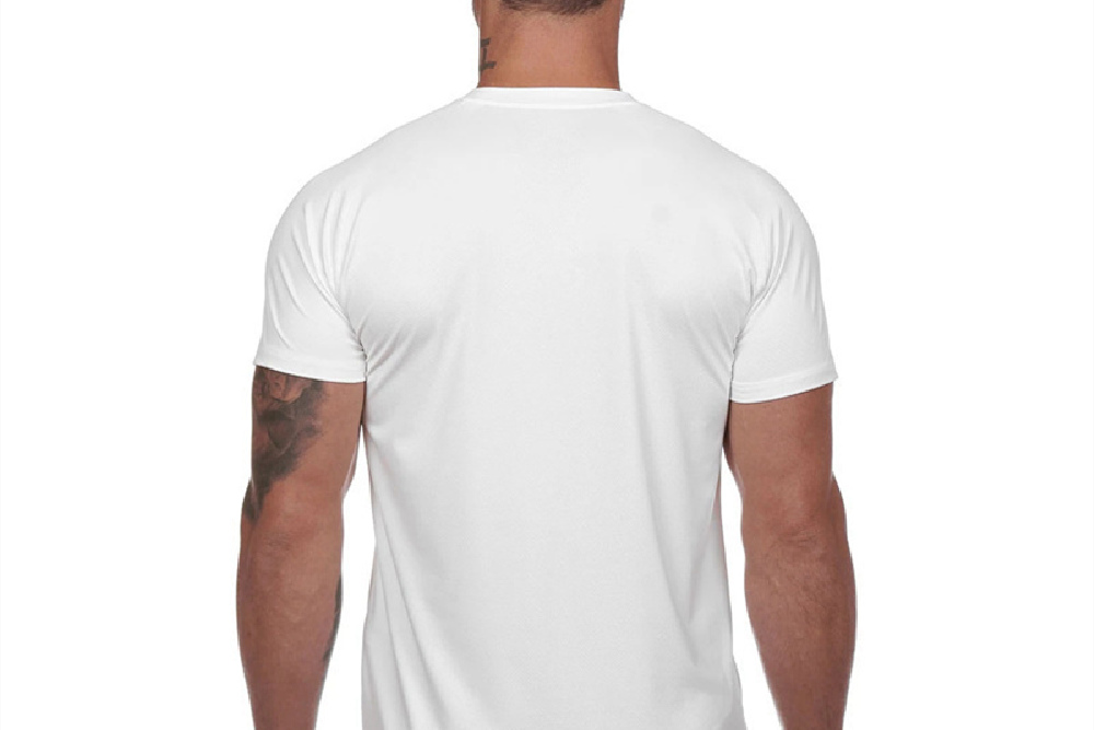 White Men's Gym Clothing Crew Neck T-Shirt Back