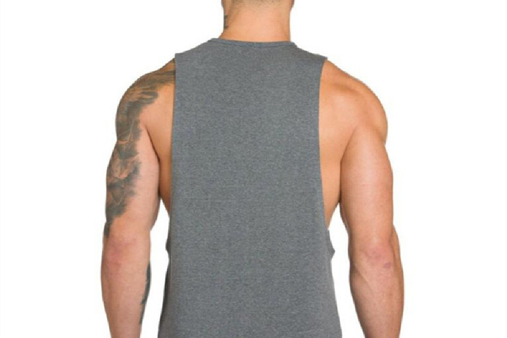 Grey Men's Gym Clothing Tank Top Back