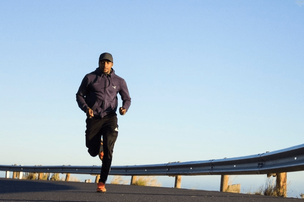 A Man Running in Sportswear