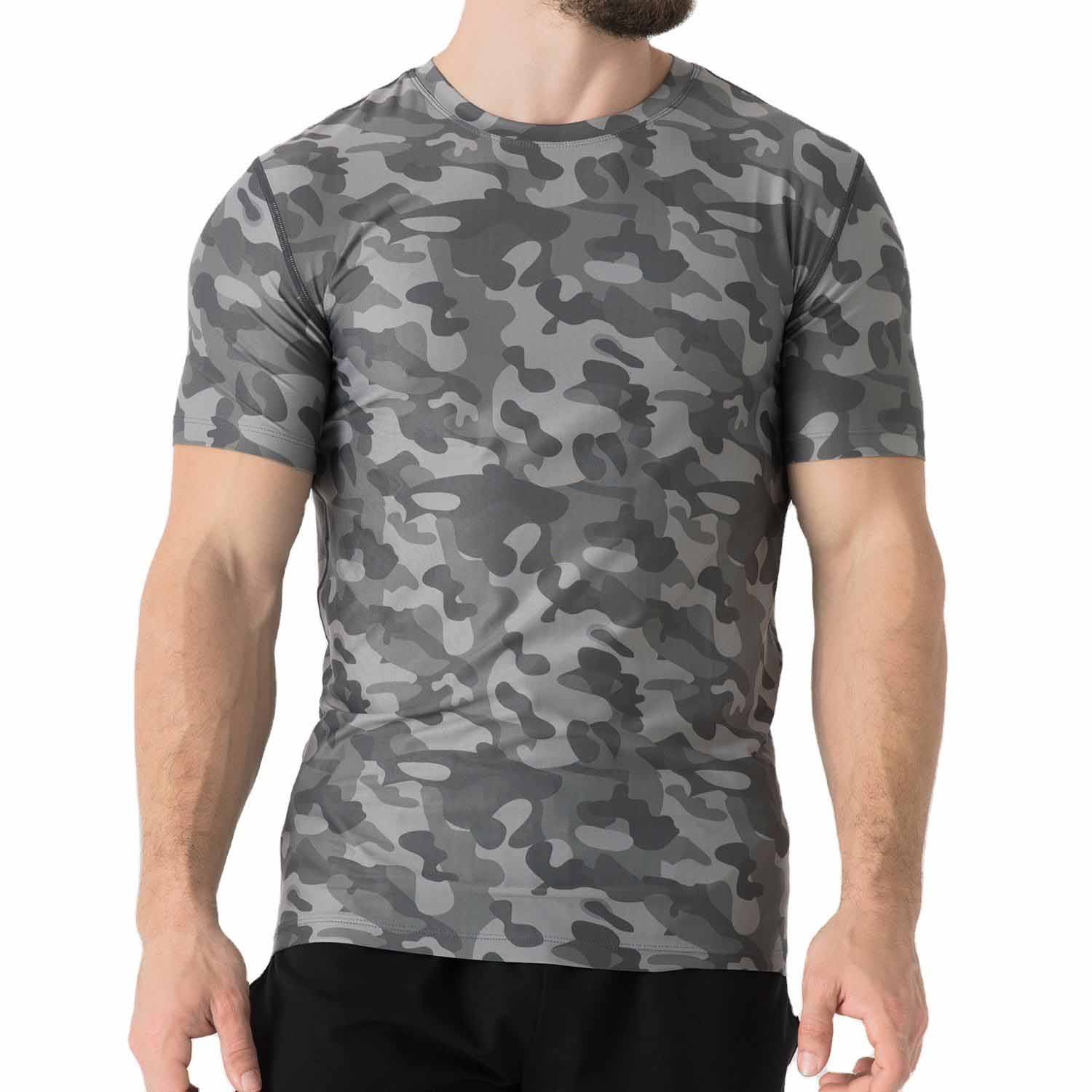 Camo Digital Printed Polyester Spandex Quick Dry Athletic Tee Muscle ...