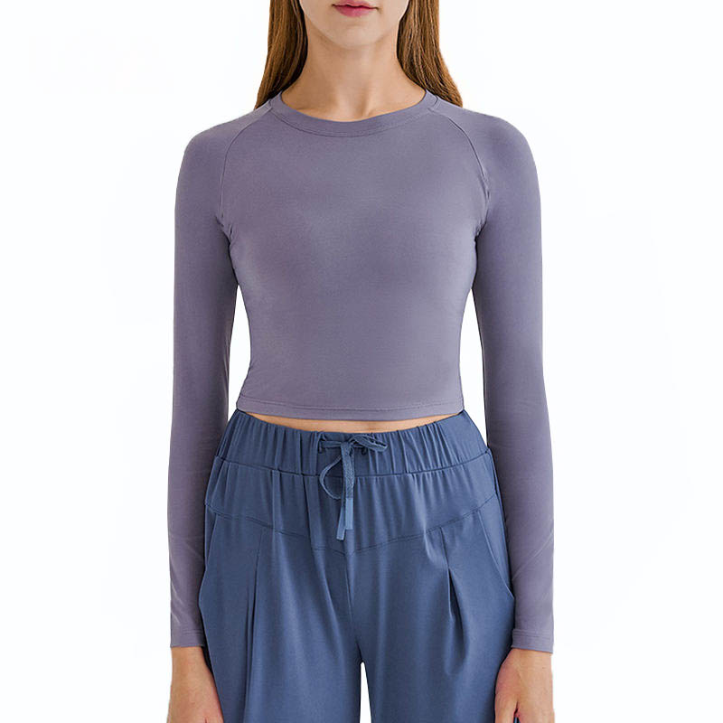 thumbnail image 2 of Long Sleeve Workout Crop Top For Women - Backless Yoga Top With Built-in Bra | Gym & Sports Shirt 2 of 11