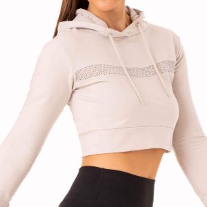 White Women's Workout Clothing Sweat Shirt Hoodies Front