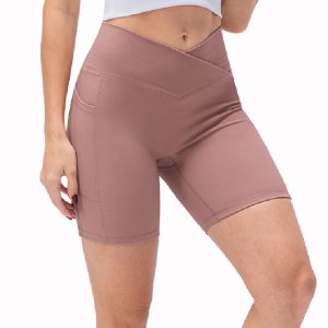 Light Brown Women's Workout Clothing Yoga Shorts Side