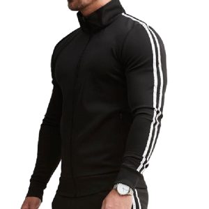 Black Men's Sports Clothing Hooded Sweatshirt Black Side